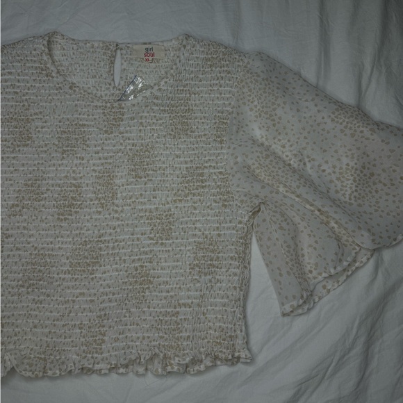 NWT Sheer White & Cream Blouse • Bohemian Style • Business Casual • Teen X-Large - Picture 3 of 7